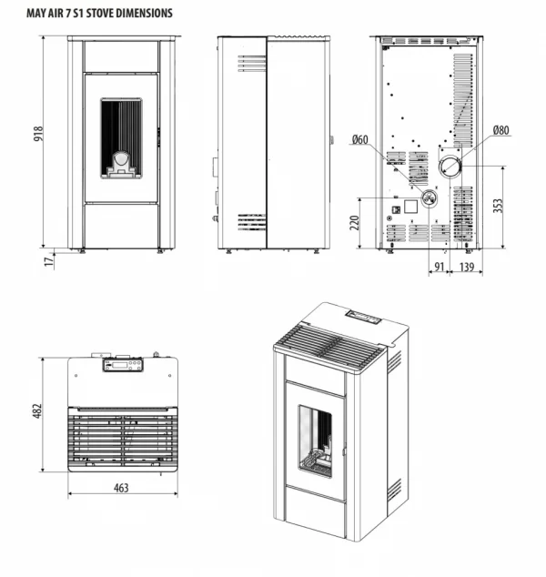 Soba pe peleti  MAY AIR 7S NEGRU , 7 Kw    MCZ - imagine 7