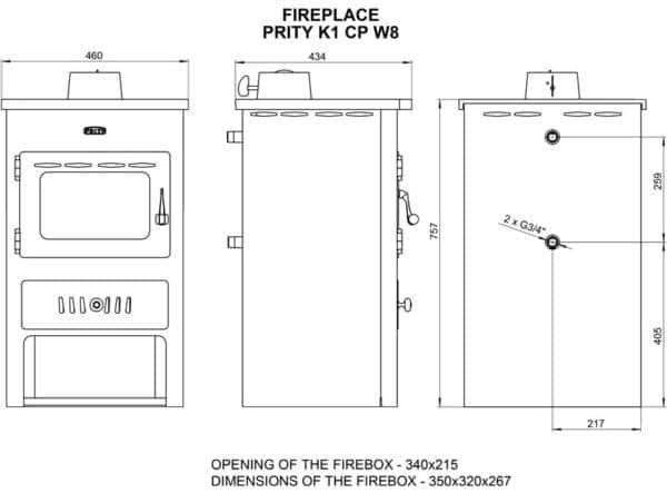 Thermosoba pe lemne  PRITY  K1CPW8  , 14 Kw - imagine 4
