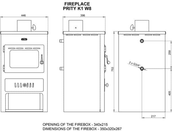 Termosoba  pe lemne  PRITY  K1W8  , 14 Kw - imagine 3