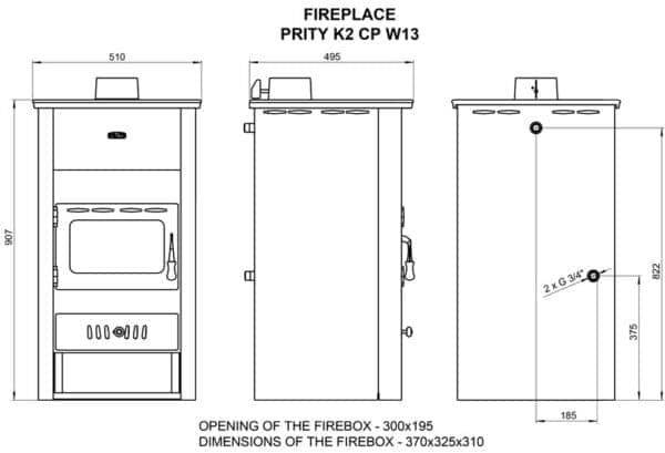 Termosoba pe lemne  PRITY K2CPW13   , 18 Kw - imagine 5