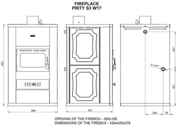 Termosoba pe lemne  PRITY  S3W17   , 22 Kw - imagine 4