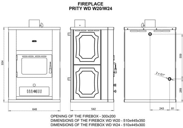 Termosoba pe lemne  PRITY  WDW24   , 30 Kw - imagine 3