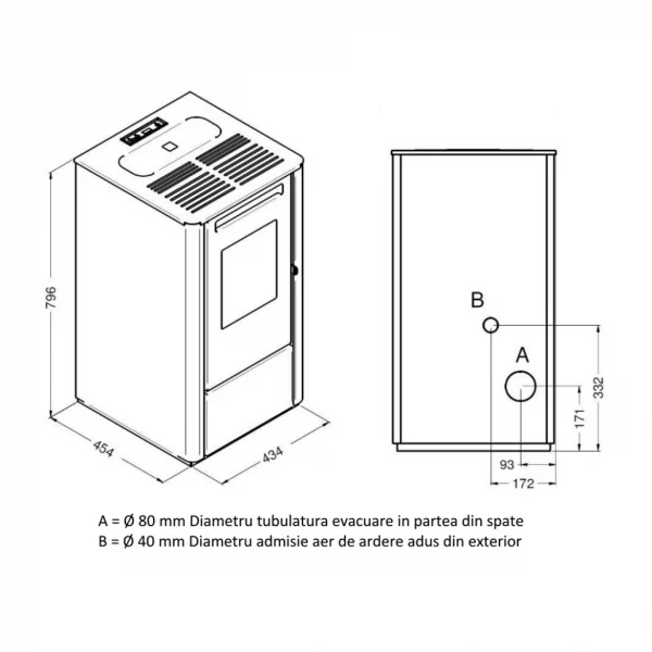Soba pe peleti  THELMA CARBON  , 9,5 Kw    MCZ - imagine 2